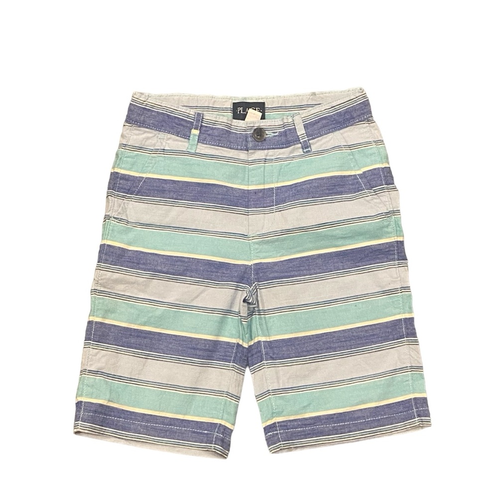 Childrens Place Boys Blue Striped Shorts‎ Size 7 Adjustable Waist